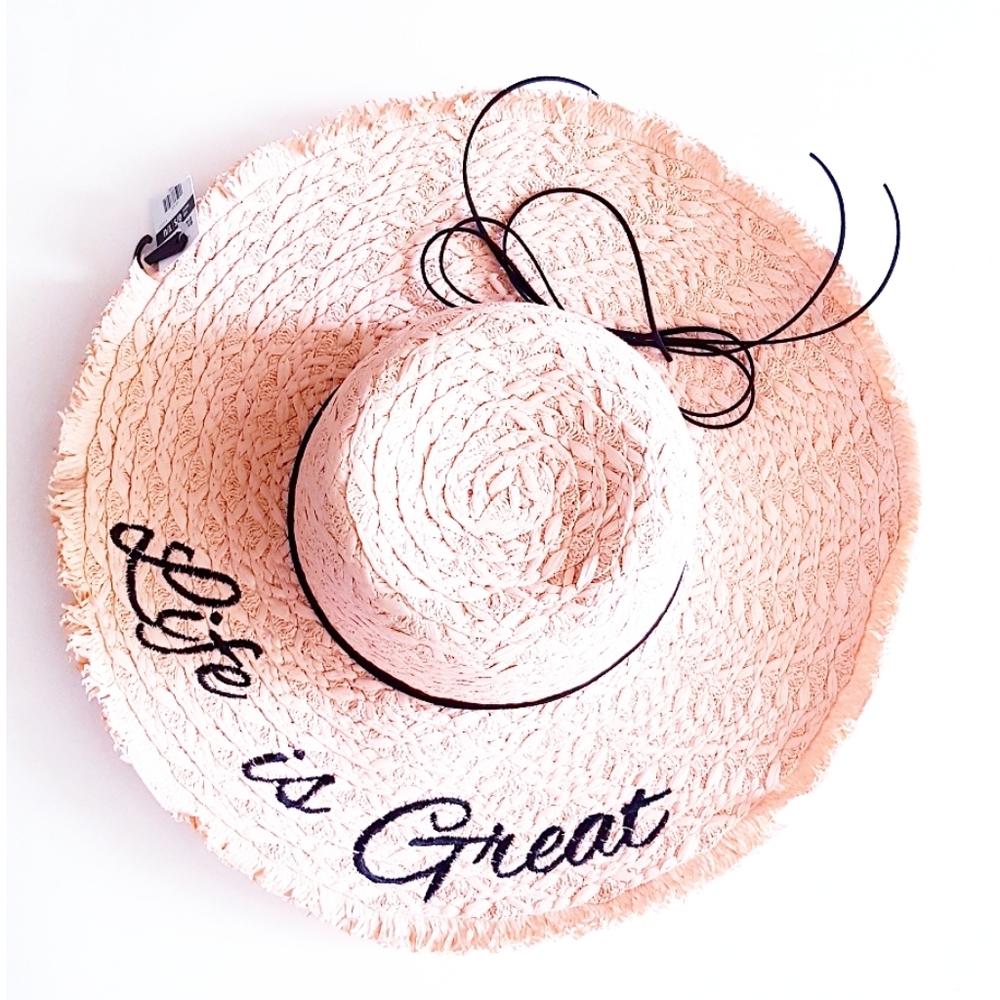 LILY MORGAN Pink & Black Straw Hat